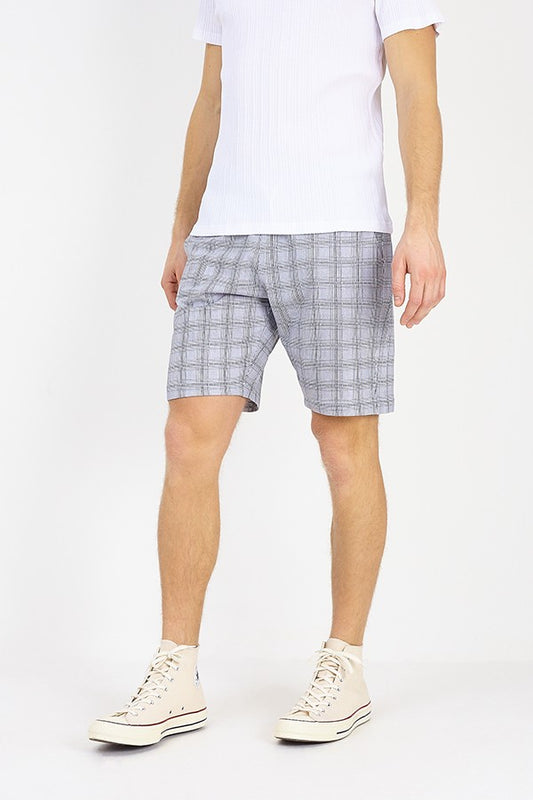 White Check Detail Jersey Shorts