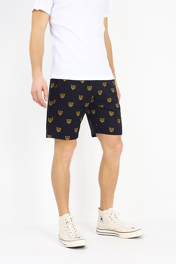 Leopard Print Drawcord Jersey Shorts