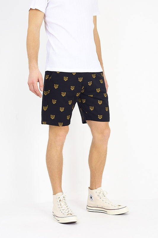Leopard Print Drawcord Jersey Shorts