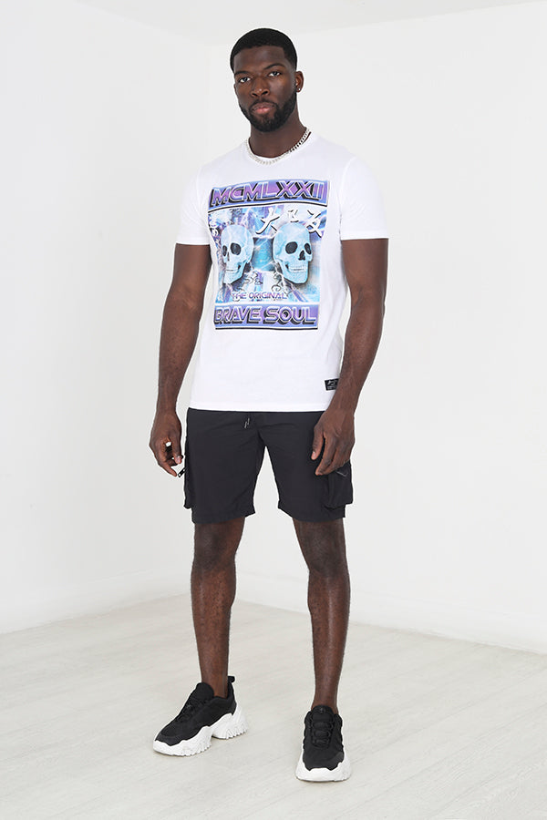 Black Taslan Cargo Side Pocket Zip Detail Shorts