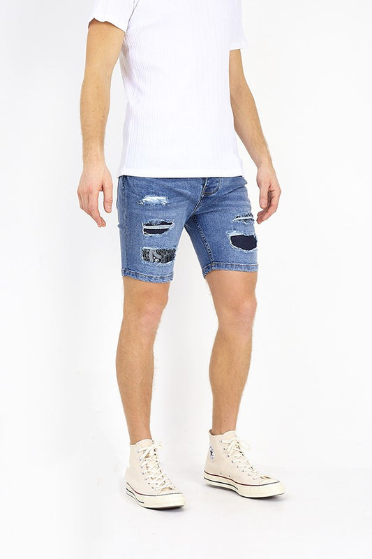 Rip Blue Wash Denim Shorts
