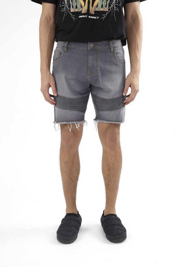 Night Addict Grey Denim Short Button Fly