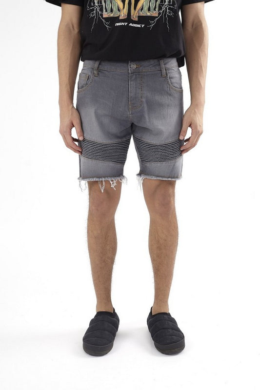 Night Addict Grey Denim Short Button Fly