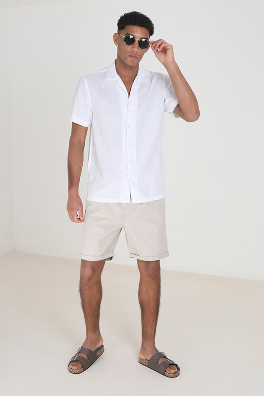 Light Stone Turn Up Hem Chino Shorts