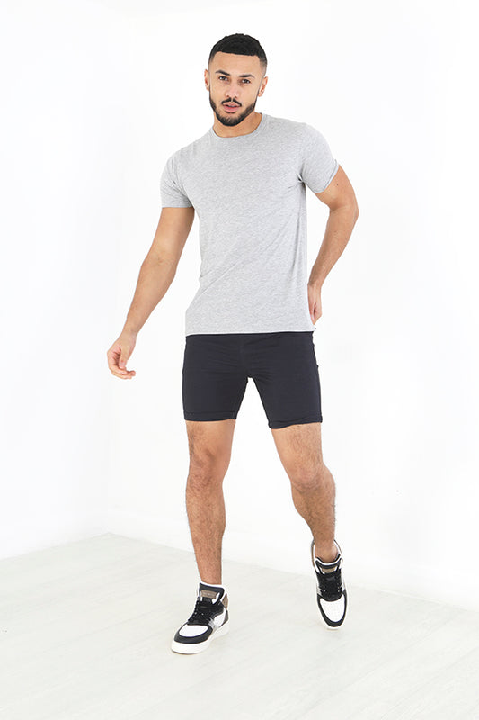 Solid Navy Turn Up Hem Chino Shorts