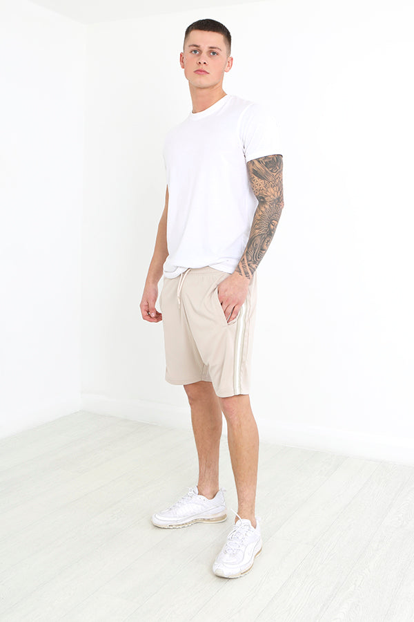 Stone Side Tripe Detail Tricot Shorts