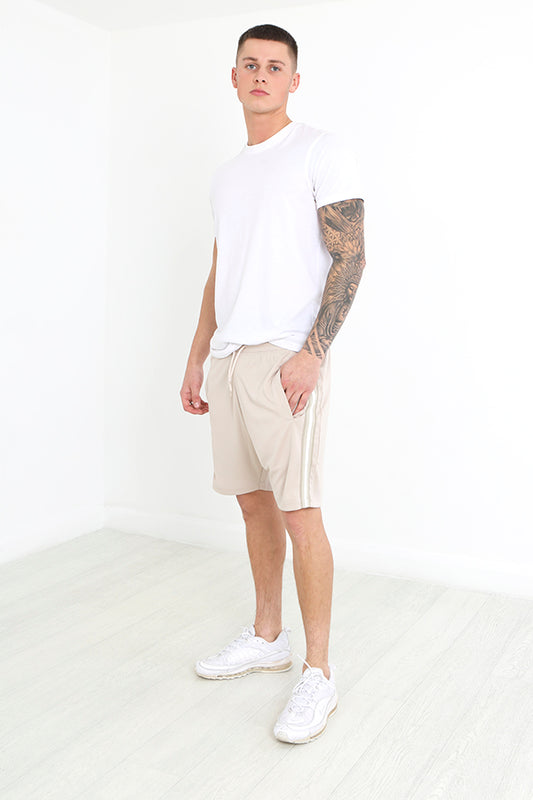 Stone Side Tripe Detail Tricot Shorts