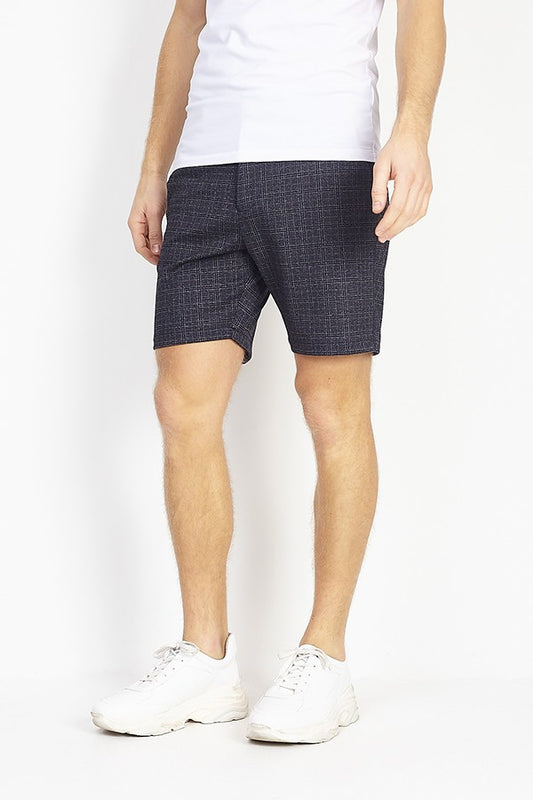 Dark Grey Checked Drawcord Shorts