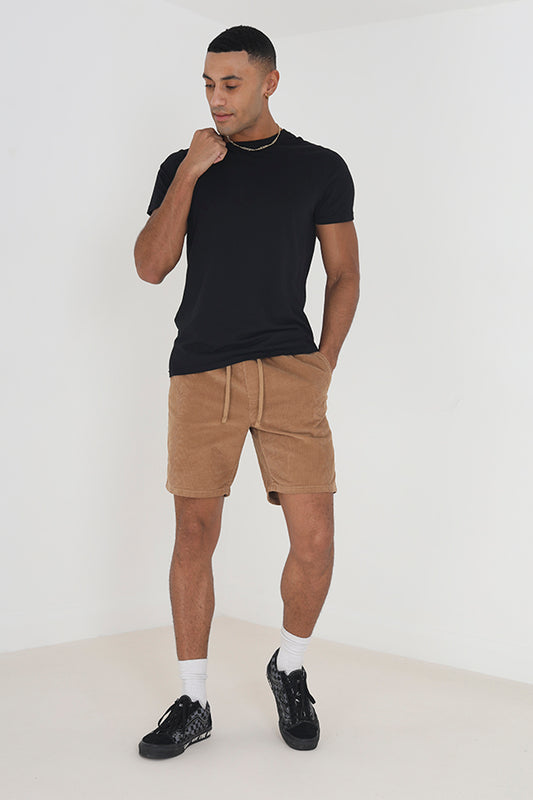 Stone Cord Regular Fit Elasticated Waist Shorts