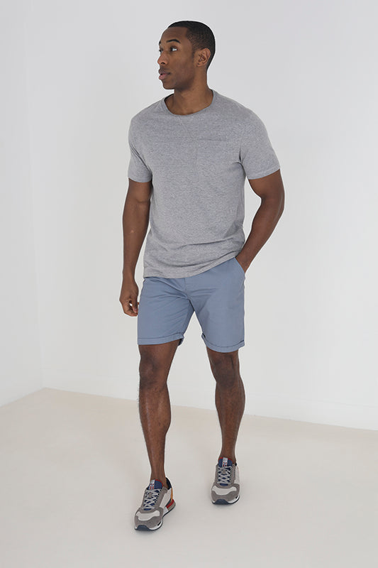 Pale Blue Chino Style Button Waist Shorts