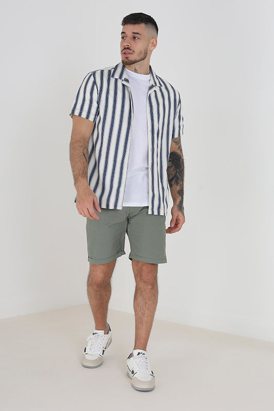 Sage Chino Style Button Waist Shorts