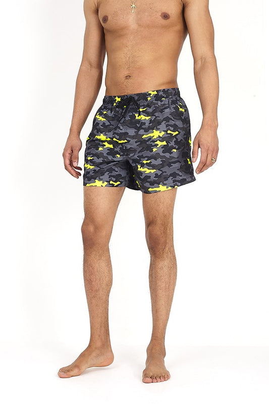 Camouflage Design Drawstring Swim Shorts