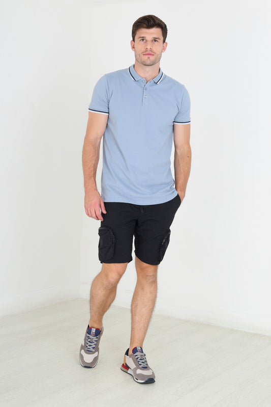 Black Bellowed Pocket Utility Style Shorts