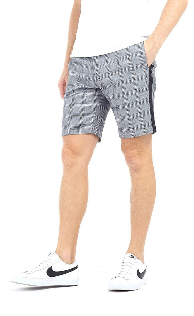 Prince Of Wales Check Print Side Stripe Shorts