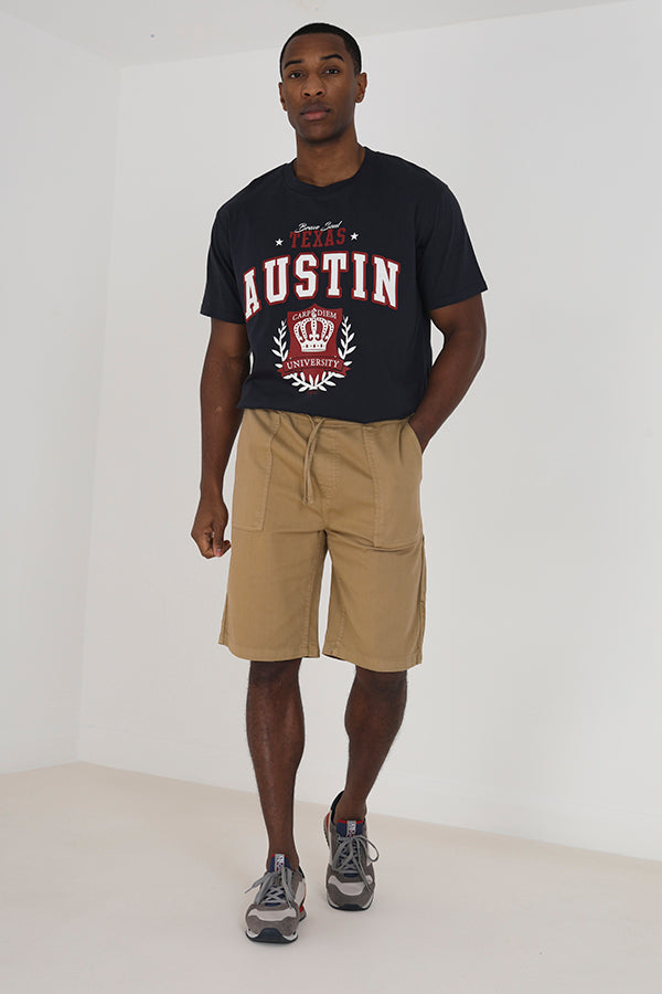 Stone Pocket Panel Knee Length Shorts