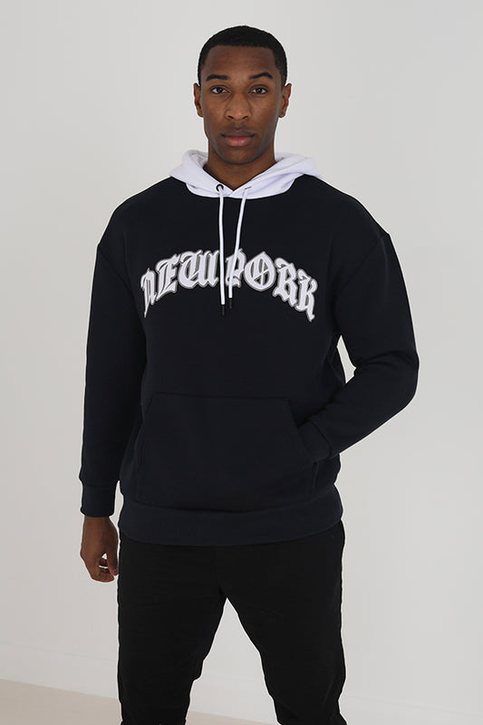 New York Oversized Contrast Hood Sweatshirt