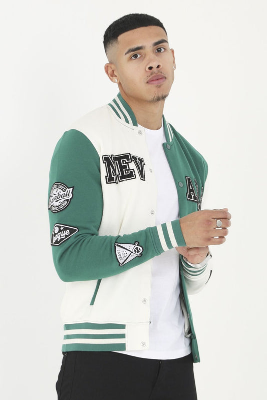 Contrast Colour Bomber Varsity Style Sweatshirt