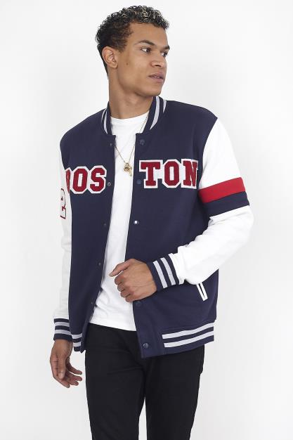 Varsity Style Button Through Contrast Sweatshirt