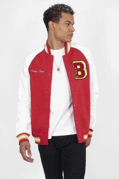 Red/White Baseball Style Button Through Sweatshirt