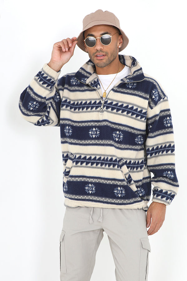 Quarter Zip Funnel Neck Sweat-Shirt