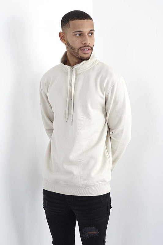 Plain Funnel Neck Fleece Zip Sweatshirt