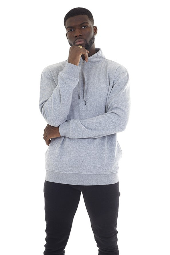 Plain Funnel Neck Quarter Zip Sweatshirt