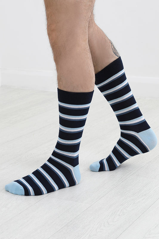 Contrast Colour Jacquard Striped Five Pack Socks