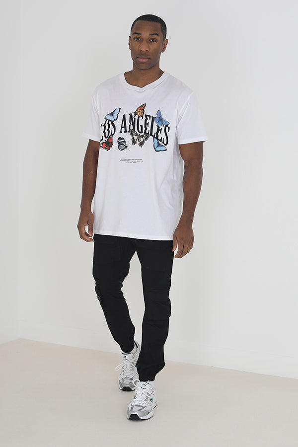 Black Multi Cargo Pocket Zip Cuff Hem Trousers