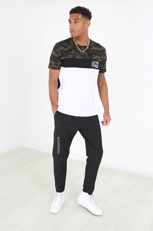 Black Utility Style Elasticated Waist Trousers