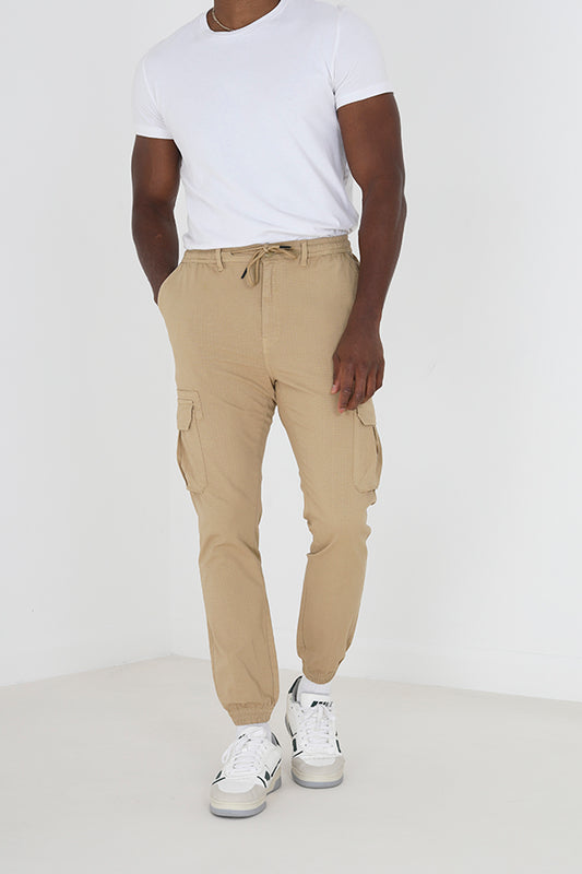 Rip Stop Cuff Cargo Pants Elasticated Waist