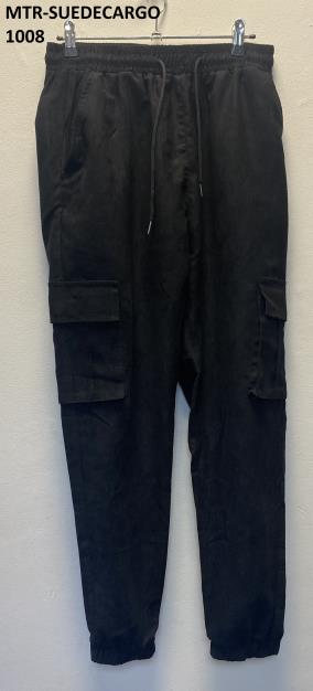 Faux Suede Cargo Cuff Pant