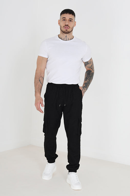 Faux Suede Cargo Cuff Pant