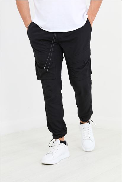 Black Nylon Ripstop Cargo Trousers