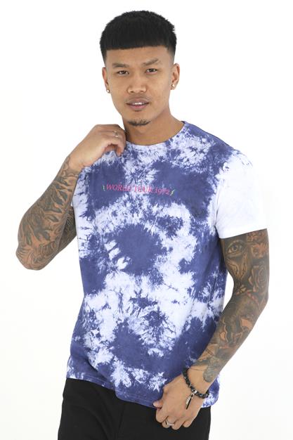 Tie Dye Print Detail Crew Neck Short Sleeve T-Shirt