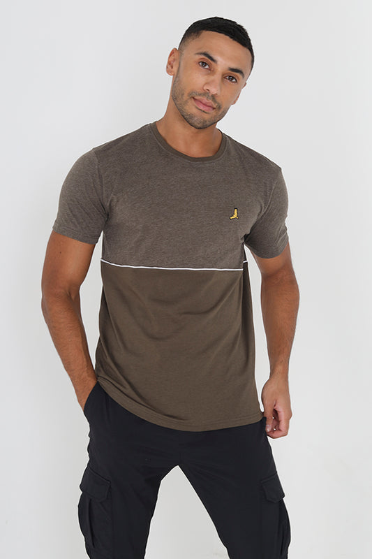 Contrast Chest Piping Crew Neck T Shirt