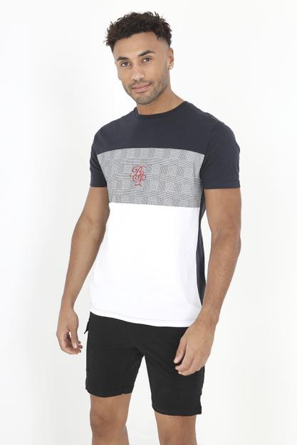 Cut And Sew Front Panel Short Sleeve T Shirt