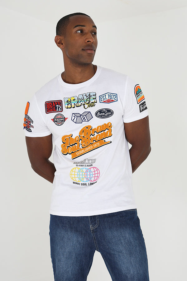 Crew Neck Short Sleeve T-Shirt- Contrast Jersey Back Neck Tape