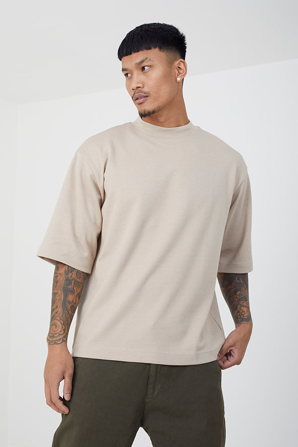 Crew Mock Neck Half Sleeve Tee