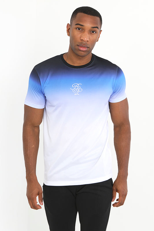 Gradient Effect Chest Print Crew Neck T-Shirt