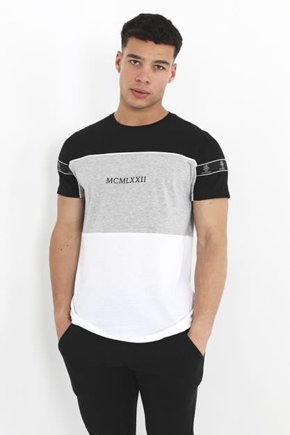 Crew Neck Short Sleeve T-Shirt Front Chest Raised Rubber Print