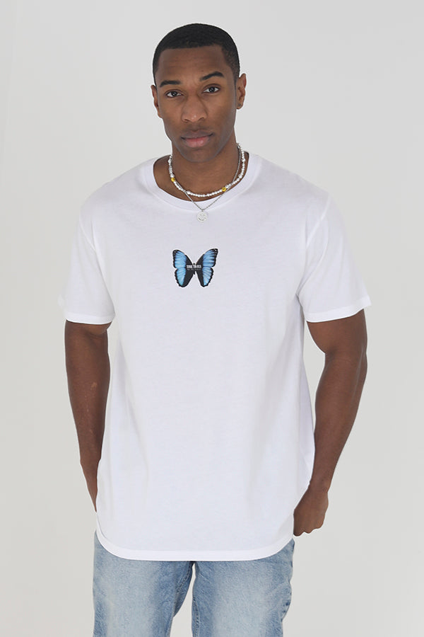 Oversized Butterfly Chest/Back Print T-Shirt