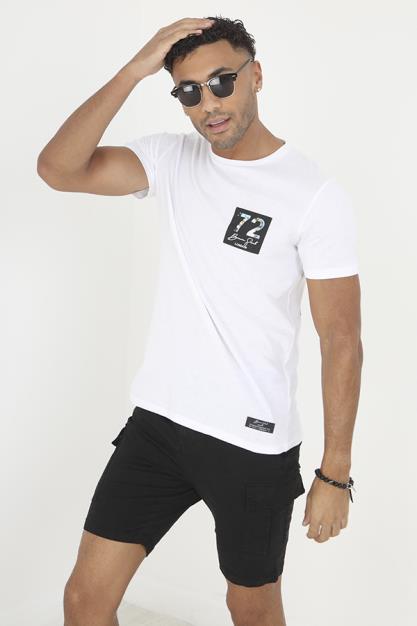 Back Body Print Short Sleeve Crew Neck T Shirt
