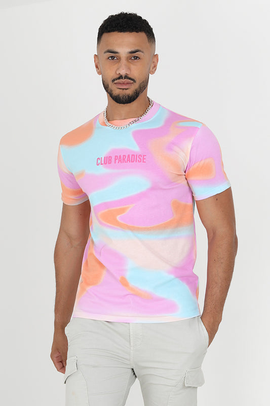Pastel Multi Colour Slim Fit Crew Neck T Shirt
