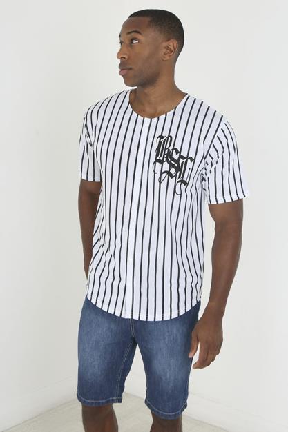 Striped Round Neck Tee With Large Back Print
