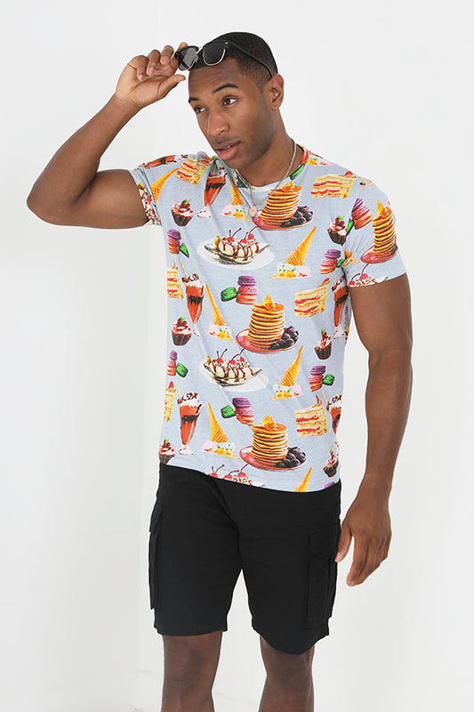 All Over Treat Themed Discharge Print Tee Shirt