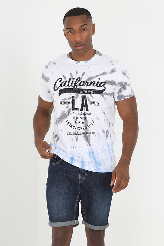 Tie Dye Short Sleeve Crew Neck Printed T Shirt