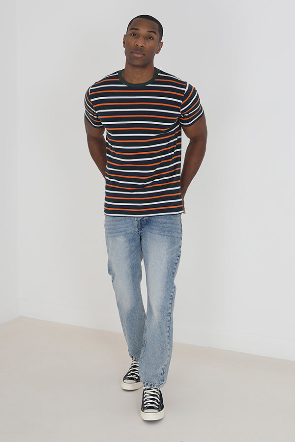 Multi Yarn Dyed Stripe Crew Neck Tee