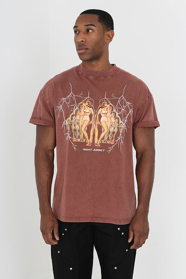 Night Addict Acid Wash T-Shirt
