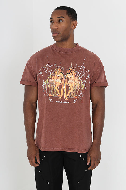 Night Addict Acid Wash T-Shirt