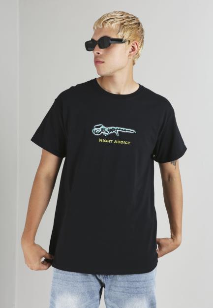 Night Addict Graphic Print Tee Front And Back Print